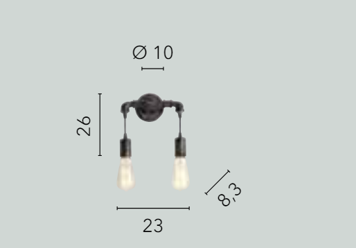 Applique 2 luci metallo effetto ruggine stile tubi e rubinetti 2XE27 non incl. AMARCORD Applique 2 luci metallo effetto ruggine stile tubi e rubinetti 2XE27 non incl. AMARCORD
